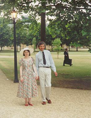 Virginia Knight and Gregory Sankaran about to leave 
their wedding reception